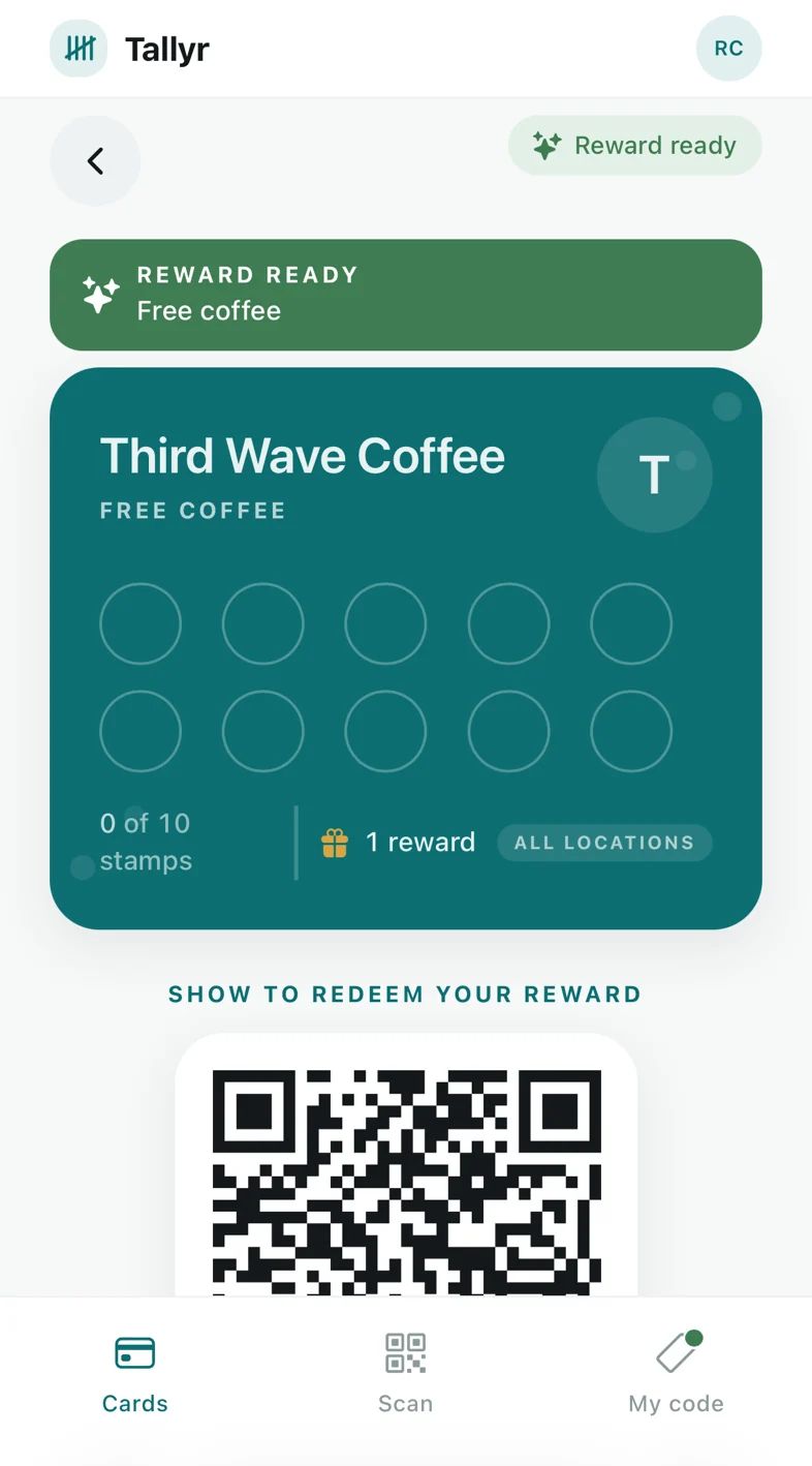 A full card with its reward ready