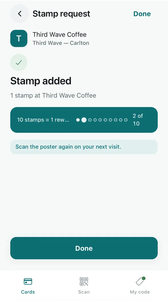 The stamp added after staff approved the request