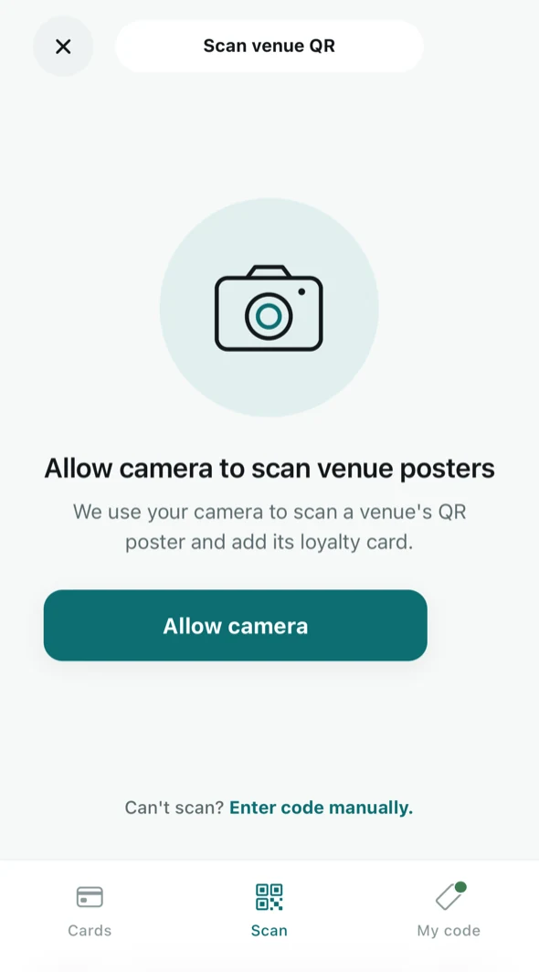 A customer scanning a venue poster