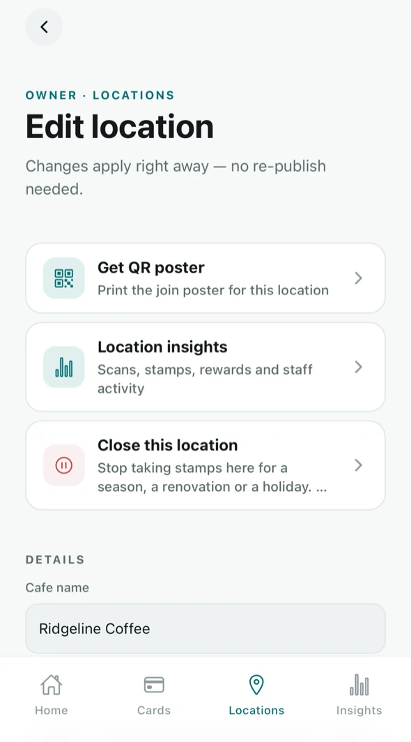 A location's screen.