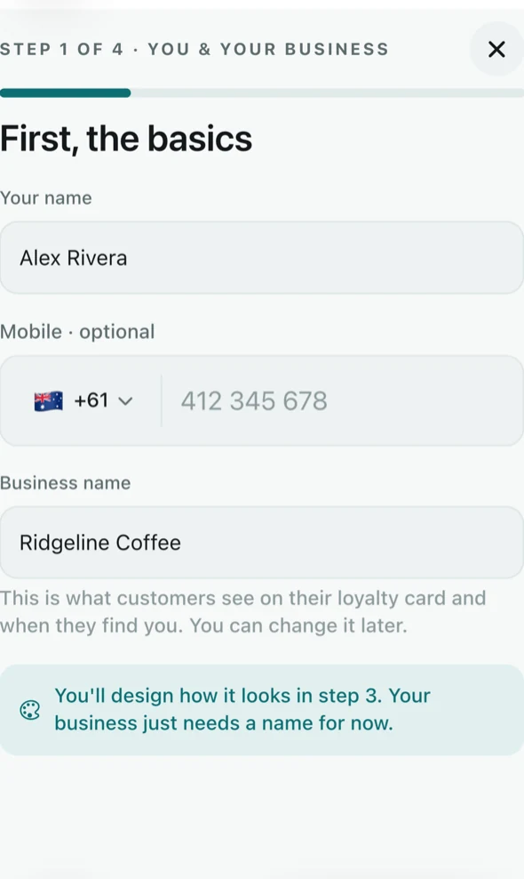 Setting up the business