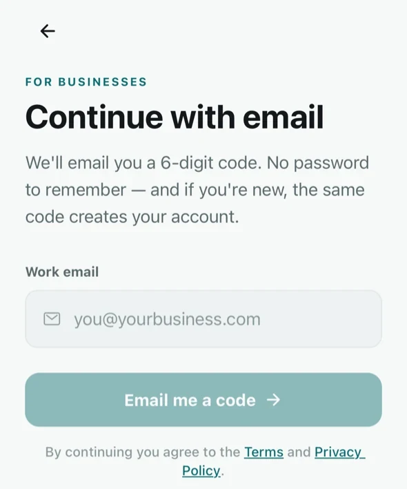 Requesting a sign-in code.